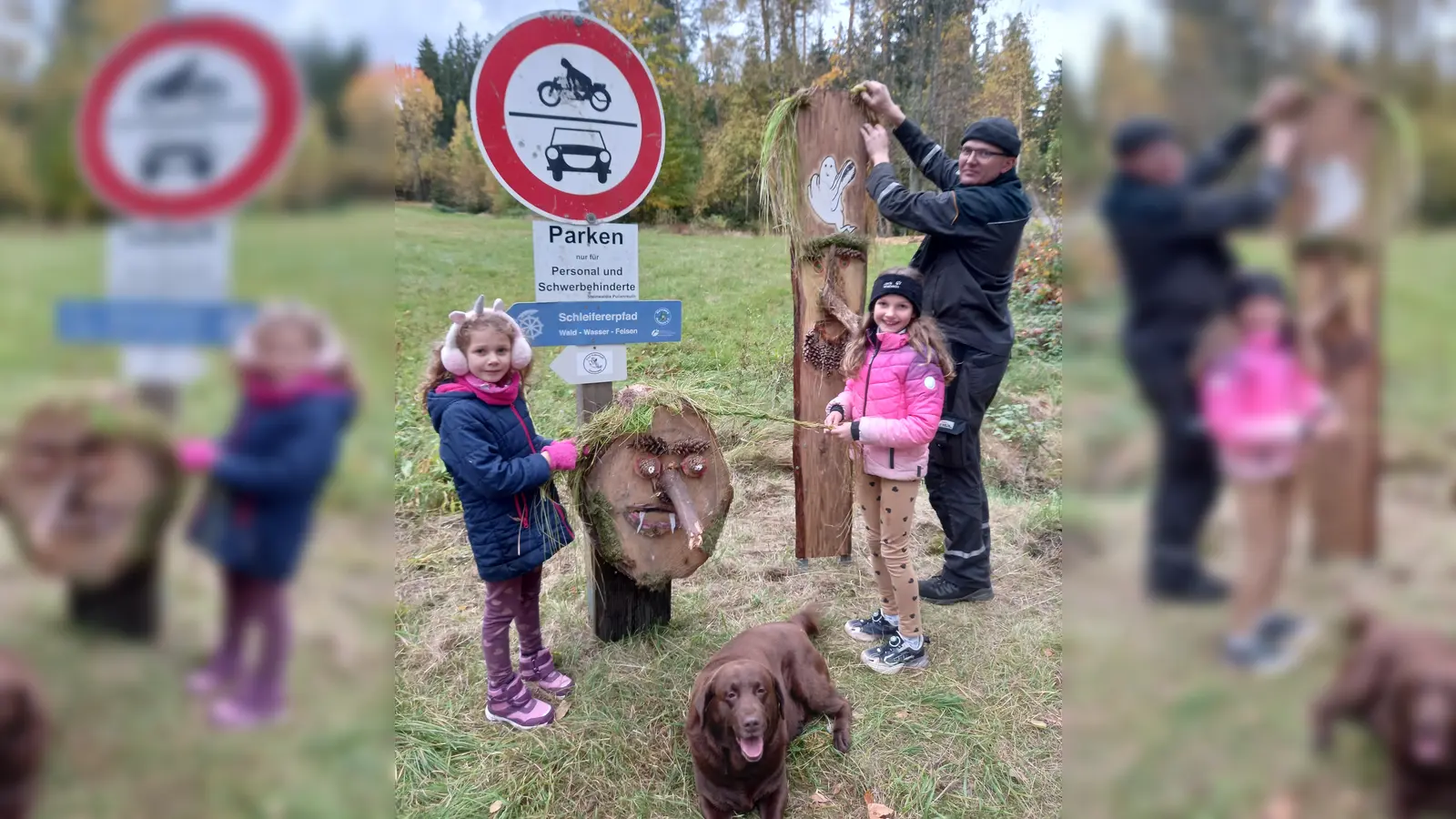 Wanderwart Markus Pöllath mit seinen Töchtern. (Bild: Martin Exner)