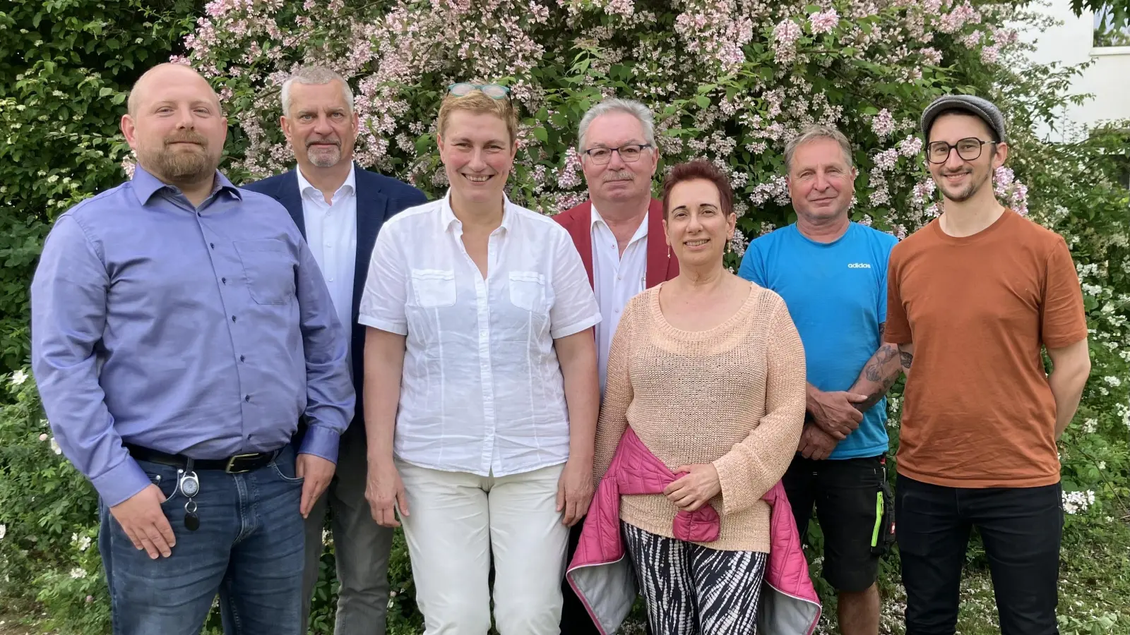Jürgen Wenzlik, GdP, Peter Hofmann, DGB-Regionssekretär Oberpfalz, Vorsitzende Judith Uhlmann, IGM, Bernhard Wallner, IGM, stellvertretende Vorsitzende Maria <br>Argentieri, ver.di, Werner Knorr, IG BAU, Timo Bieberstein, ver.di. (Bild: Heike Hofmann)