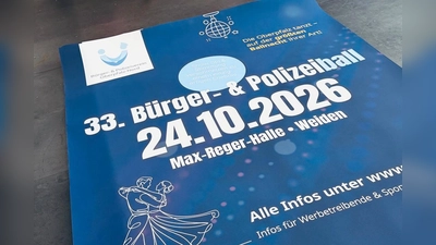 Ein Bild kündigt den 33. Bürger- und Polizeiball am 24. Oktober in der Max-Reger-Halle in Weiden an. (Bild: Laila Sonntag)