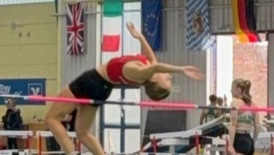 Hürdenlauf + Kugelstoß + Hochsprung +Weitsprung als Teildisziplinen des leichtathletischen Hallenmehrkampfs (Bild: Alexander Gröger)