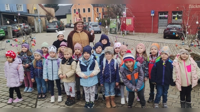 Die Kinder des Kinderhauses St. Anna freuten sich über die kleinen Schokogeschenke der Obst-und Gartenbauvereins-Hasen. (Bild: Martina Spindler)