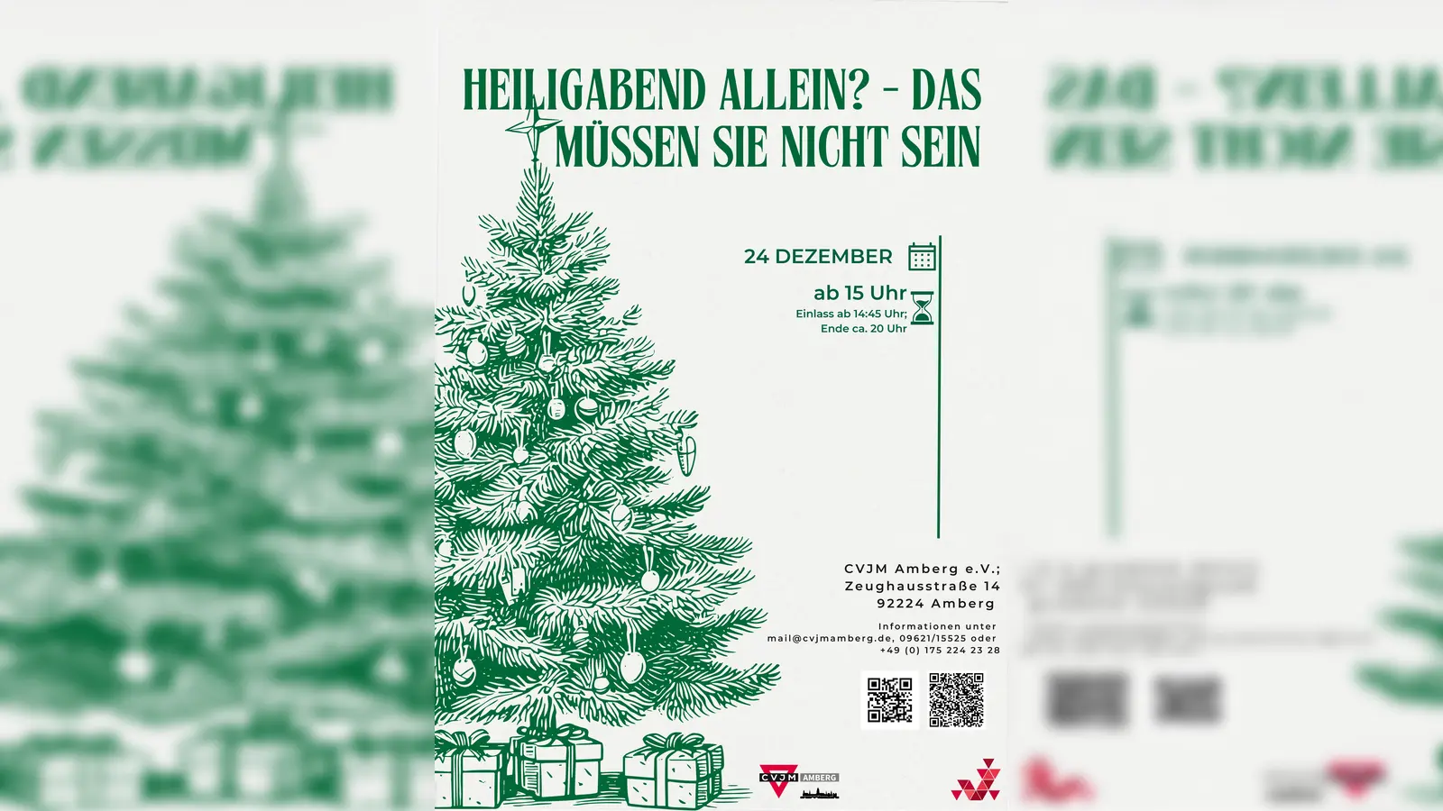 Heiligabend Allein? Das müssen Sie nicht sein. (Grafik: CVJM Amberg)