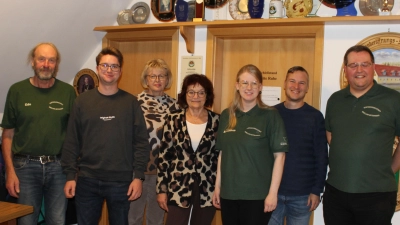 Die Sieger beim Gburtstagsschiessen. von links: Erster Sportleiter und Erster bei Aufgelegt: Ernst Kölbel, Erster in der Schützenklasse: Andreas Müller, Dritte bei Aufgelegt: Inge Ertel, Jubilarin: Anita Utz, Zweiter Platz Schützenklasse. Ann-Kathrinn Paa, Vierter in der Schützenklasse. Adrian Laurer; 2.Schützenmeister: Roland Prügel (Bild: Hans Siess)