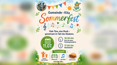 Einladungsflyer Gemeinde-Kita-Sommerfest am 11.07. (Grafik: Daniel Götzfried)