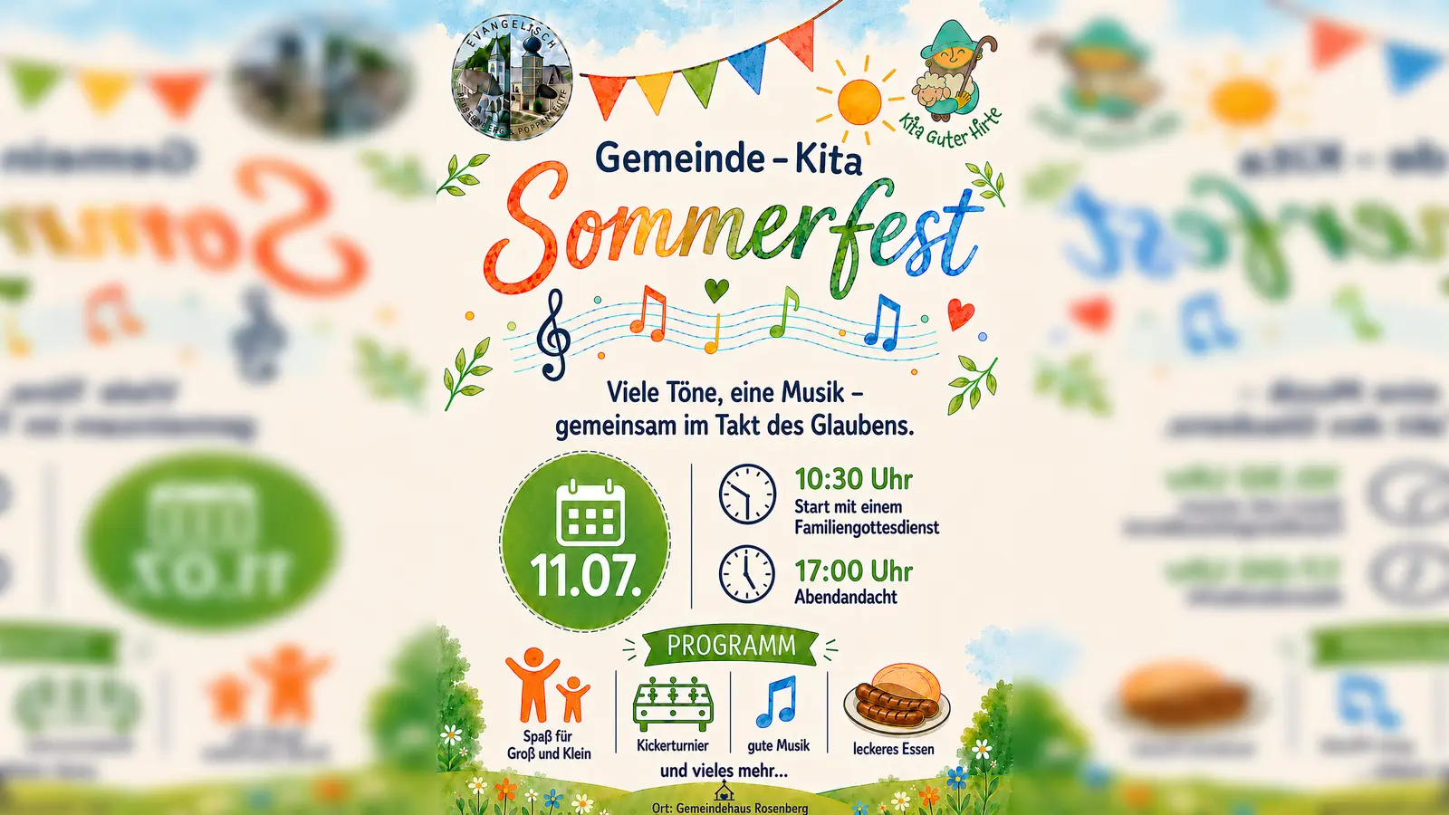 Einladungsflyer Gemeinde-Kita-Sommerfest am 11.07. (Grafik: Daniel Götzfried)