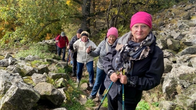 Steiler Aufstieg durch das Geröllfeld Richtung Gipfel Rauer Kulm bei Neustadt  (Bild: Hans Rachwalik)