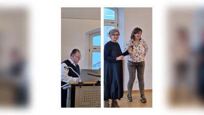 Pfarrer Michael Birner beim Morgenimpuls, Hildegard Gallitzendörfer und Renate Scherer-Mende bei der Schlussrunde. (Bild: Margarete Hirsch)