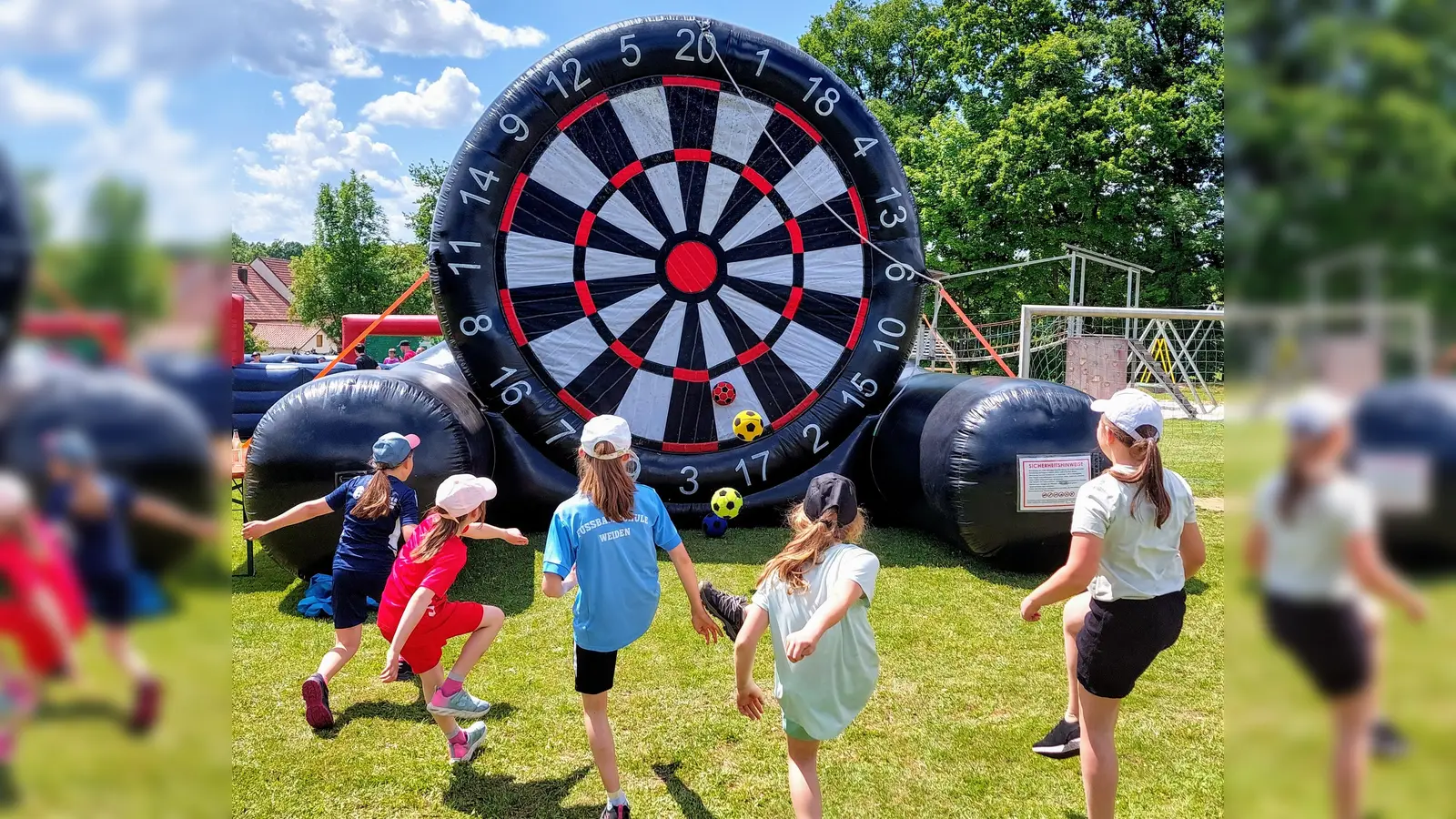 Eindrucksvoll beweisen diese Mädchen ihre Treffsicherheit beim Fußball-Dart. (Bild: Sandra Beer)