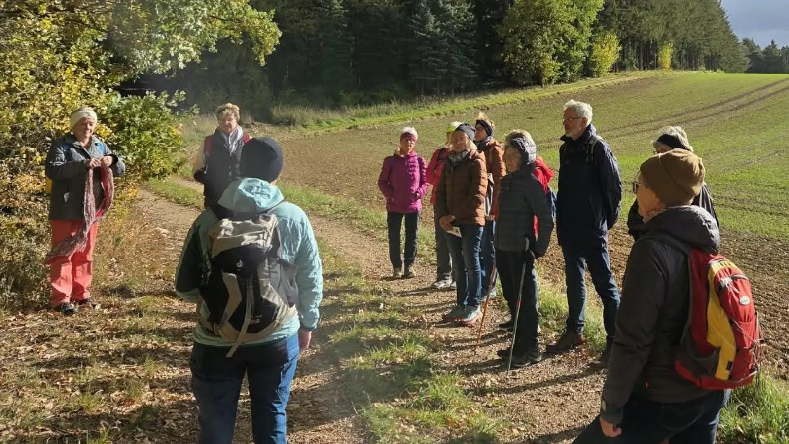 Die Pilgergruppe am Franziskusweg in Hainsacker (Bild: Kathrin Blödt)