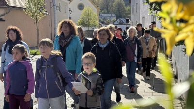 Die Gläubigen aus der Pfarrei Wutschdorf auf ihrem Weg nach Lintach. (Bild: Ina Piehler )