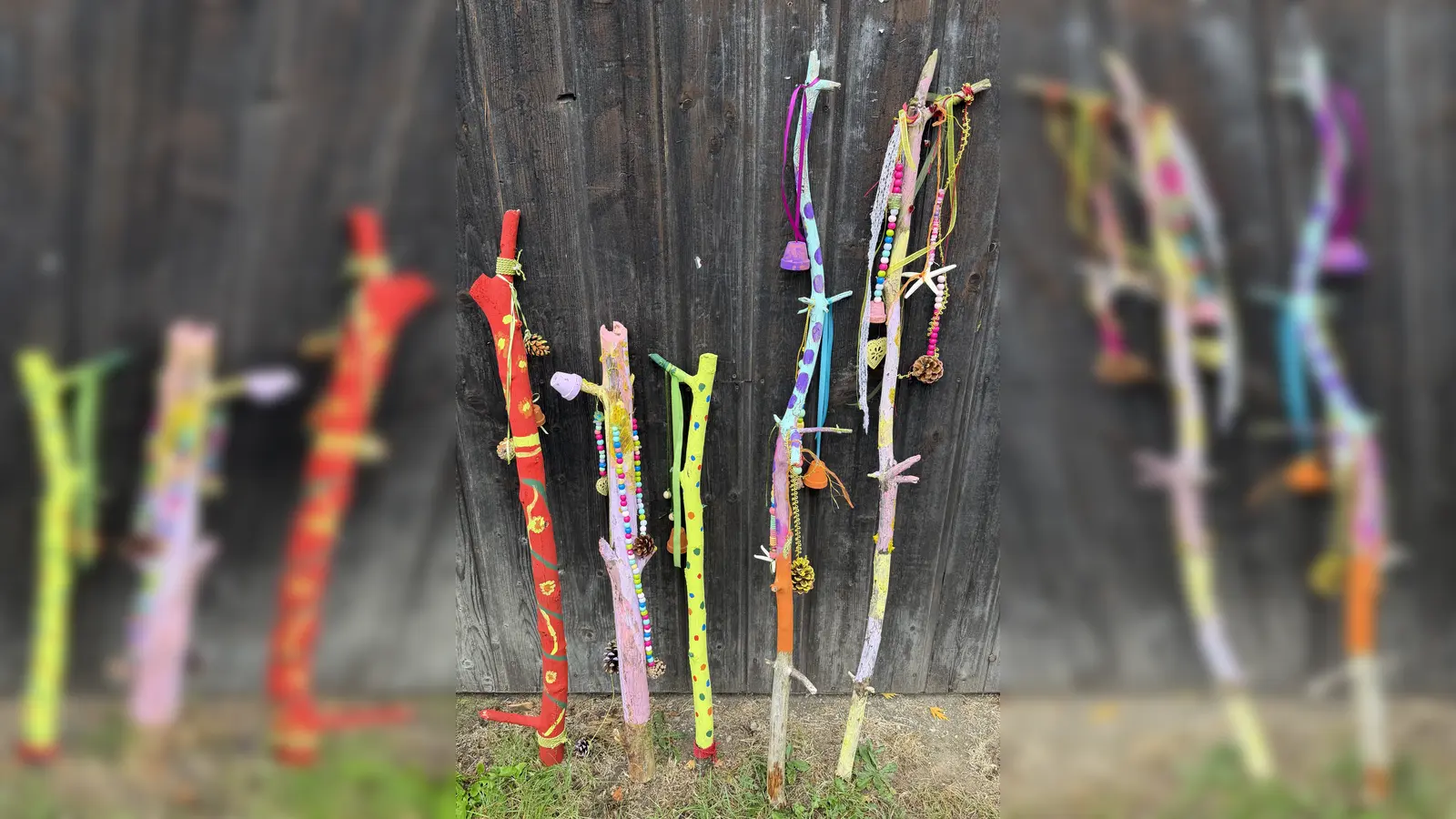 Einige der kreativen Kunstwerke, die von den Kindern beim Ferienprogramm des OGV gestaltet wurden. (Bild: Fritz Dietl)