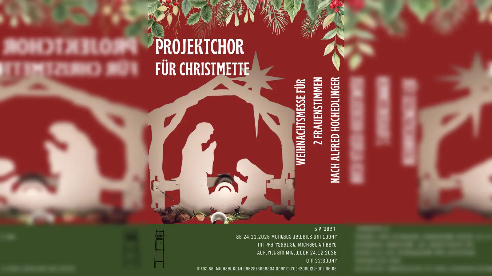 Plakat Projektchor Christmette 2025 St. Michael, Amberg. (Bild: Irene Helml )
