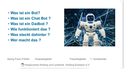 Beim Seniorennetzwerk Ammerthal/Ursensollen informierte der Vorsitzende des Hospizvereins Georg Franz Fröhler über das Thema „Trauer und Künstliche Intelligenz“. (Bild: Georg Franz Fröhler)
