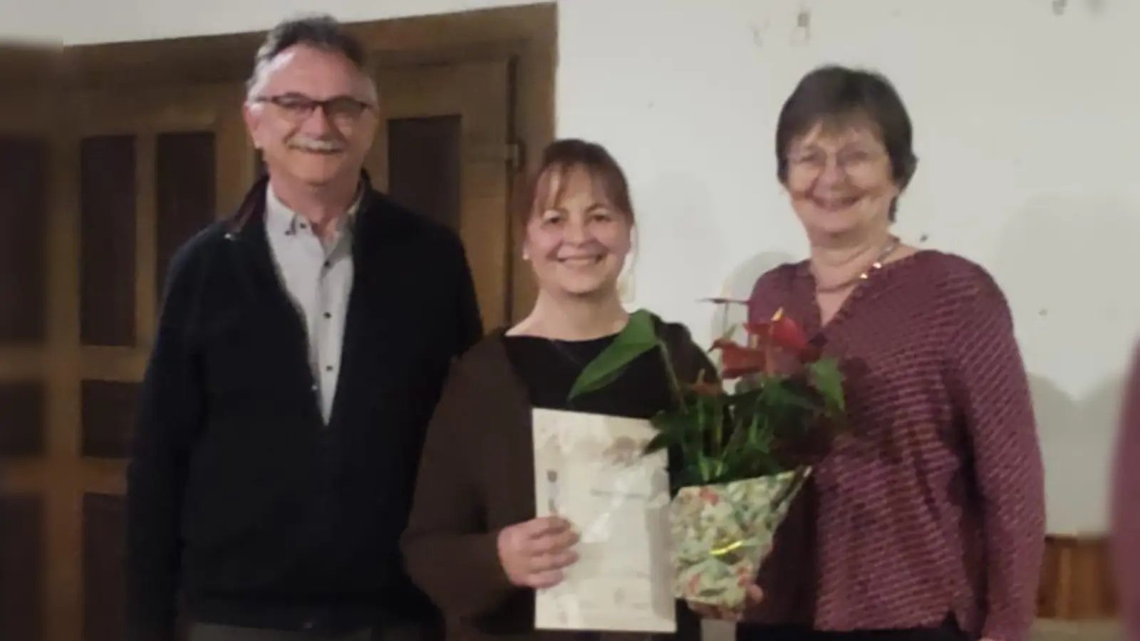 15 Jahre Vereinstreue!Von links: Wolfgang Rattai, Silvia Bielesch, Annemarie Hubmann  (Bild: Edeltraud Stollner )