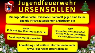 Christbaum Abholaktion 2026 der Jugendfeuerwehr Ursensollen (Bild: Jonas Sperber)