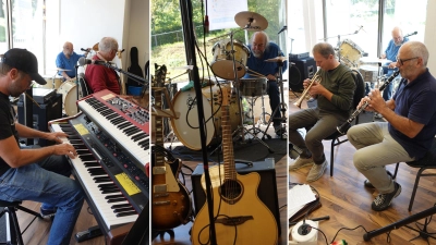 Haben schon fleißig für die musikalische Umrahmung des Paartanz-Abends geübt: Aus der regionalen Musiker-Szene bekannte Gesichter werden am 19. September für gute Stimmung sorgen. (Bild: Christian Koch)