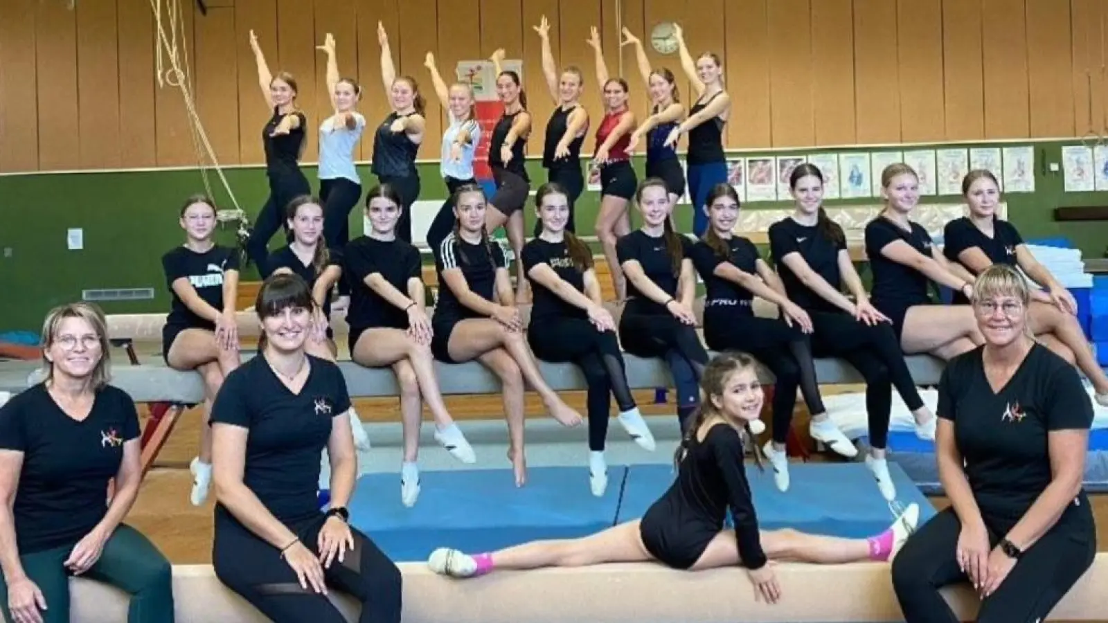 20 Turnerinnen der Turngemeinschaft Tirschenreuth mit ihren Trainerinnen in Hof (Bild: Lisa Burger)