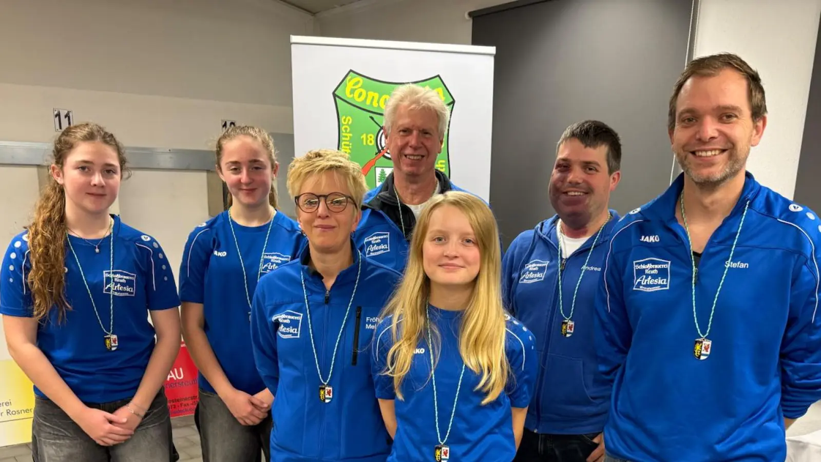 Die Thumsenreuther Schützen zur Siegerehrung der Landkreismeisterschaft. (Bild: Andreas Heinz)