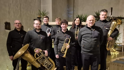 Die Dießfurter Schlossbläser trugen mit ihren imposanten Klängen zum Gelingen des Weihnachtskonzerts bei.  (Bild: Julia Ausprung)