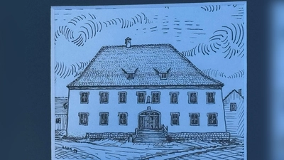 Tuschezeichnung des Kindergartens von Siegfrid Link (Bild: Manuela Mayer)