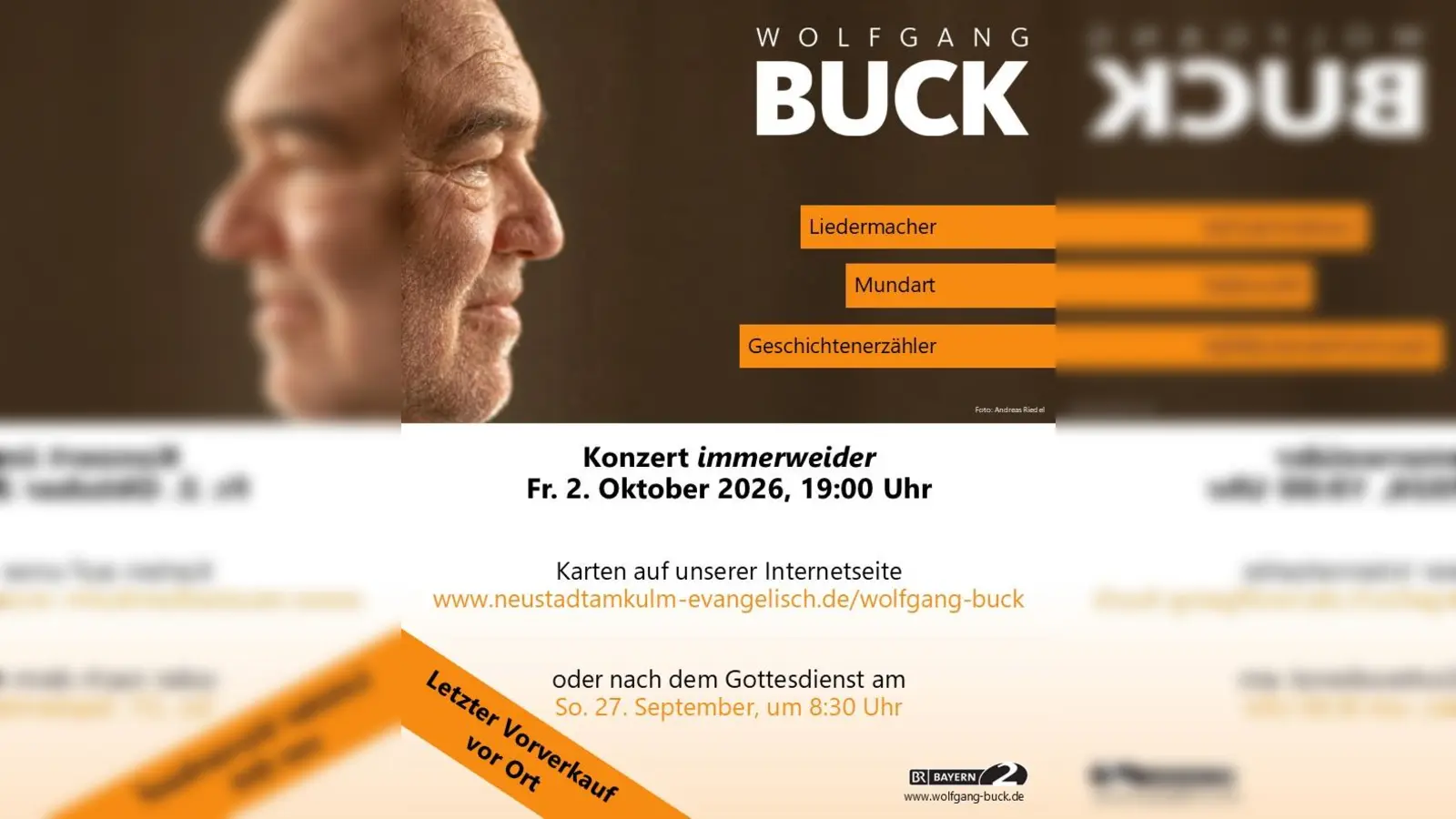 Der dialektische Songkünstler, Mundart-Lyriker und Geschichtenerzähler Wolfgang Buck spielt sein neues Soloprogramm immerweider in Neustadt am Kulm. (Bild: Andreas Walter, Andreas Riedel)