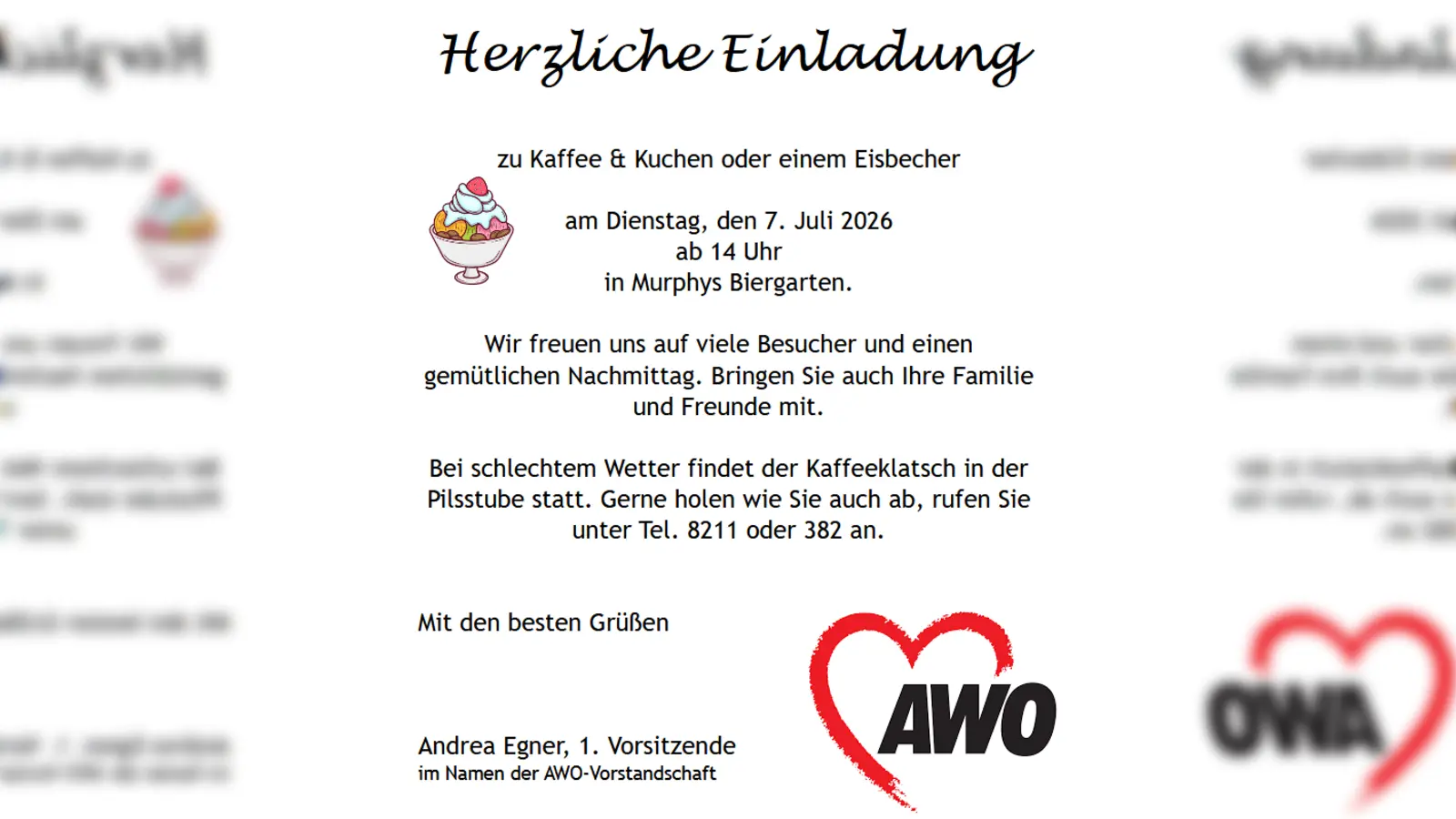 Einladung Eisessen. (Bild: Pamela Wünsche)