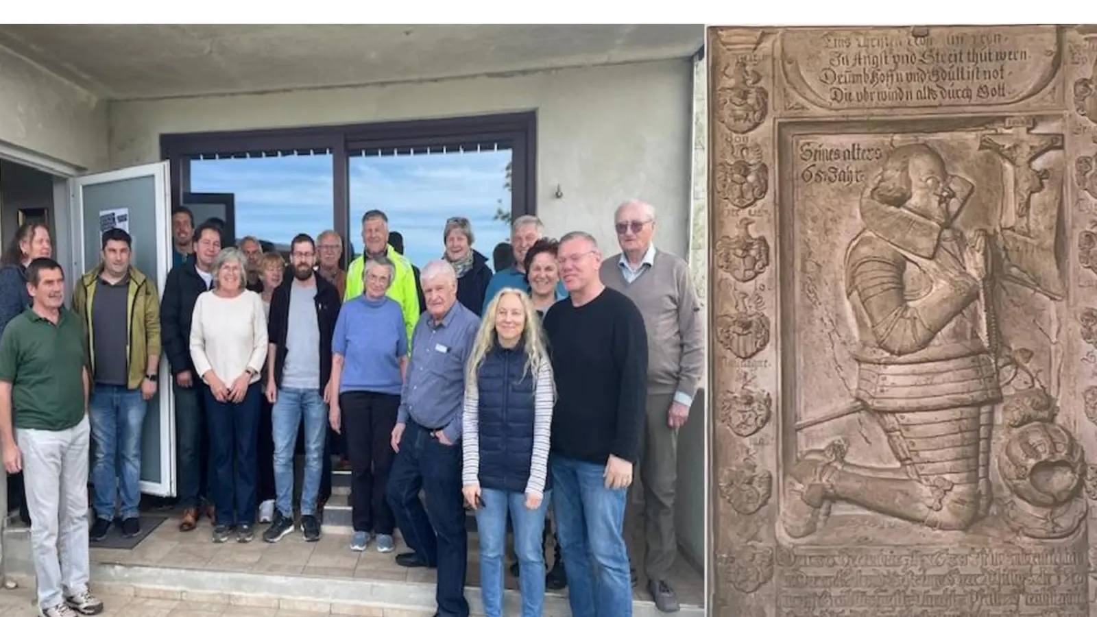 Teilnehmer der Veranstaltung und Gedächtnistafel in der Pfarrkirche St. Pankratius (Bild: Andreas Bösl)