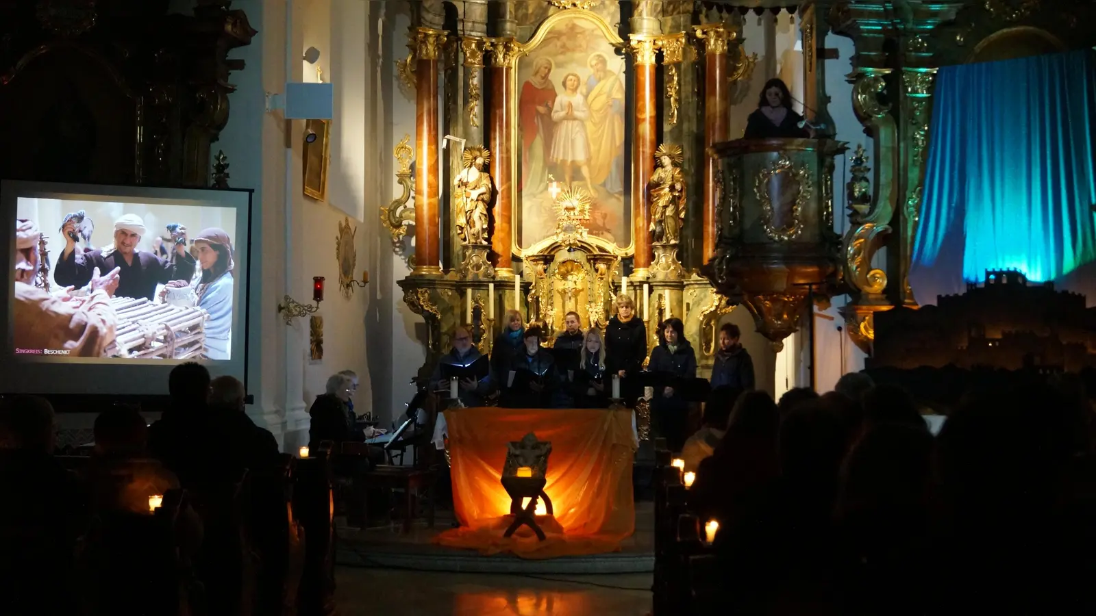 Die Geschichte von Simeon und Hanna steht im Mittelpunkt beim Lichtmess-Singen in Neunaigen. (Bild: Krös/exb)