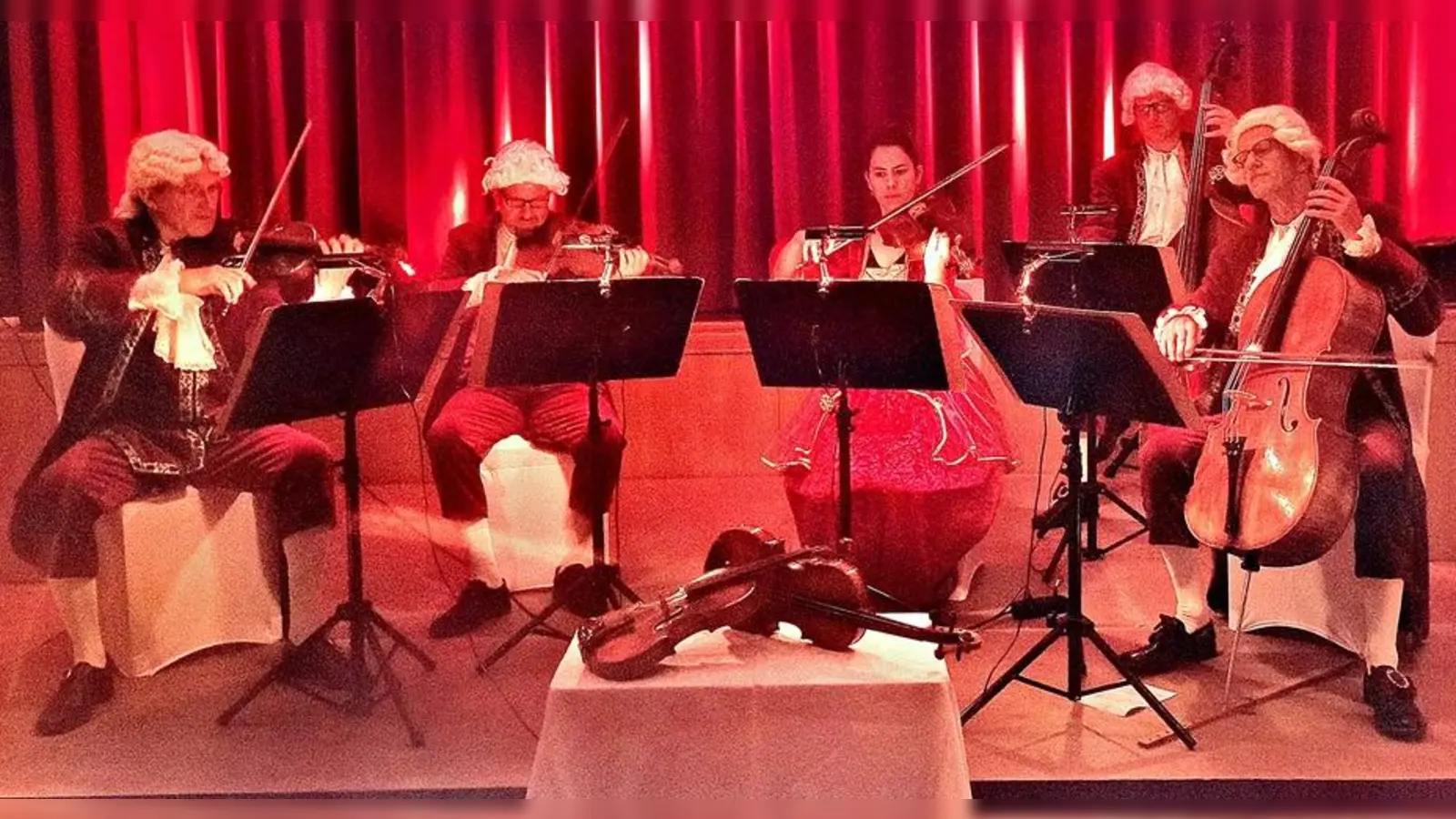 Die Chursächsischen Streichersolisten gestalteten einen mitreißen Konzertabend im Mehrzwecksaal in einem besonderen Ambiente. Die begeisterten Besucher spendeten langanhaltende standing Ovations. (Bild: Bertram Nold)