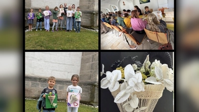 Ferienbasteln beim katholischen Frauenbund in Hahnbach. 20 Kinder waren stolz auf ihr Werk. (Bild: Margit Köpnick)