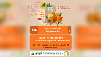 Das Bild zeigt das Hoffest in Daniels Gemüsegarten im Rahmen der Bayerischen Bioerlebnistage. (Bild: Katharina Haas)