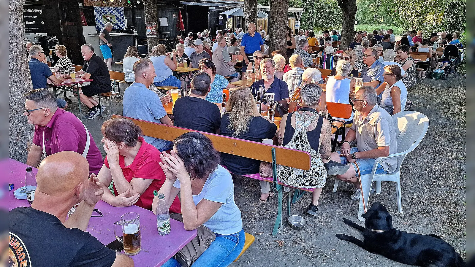 Geselligkeit unter den Kastanien: Die Besucher genossen beim Sommernachtsfest im Stadtbad Musik, Tanz und gemütliche Stunden.<br> (Bild: Reinhard Kreuzer)