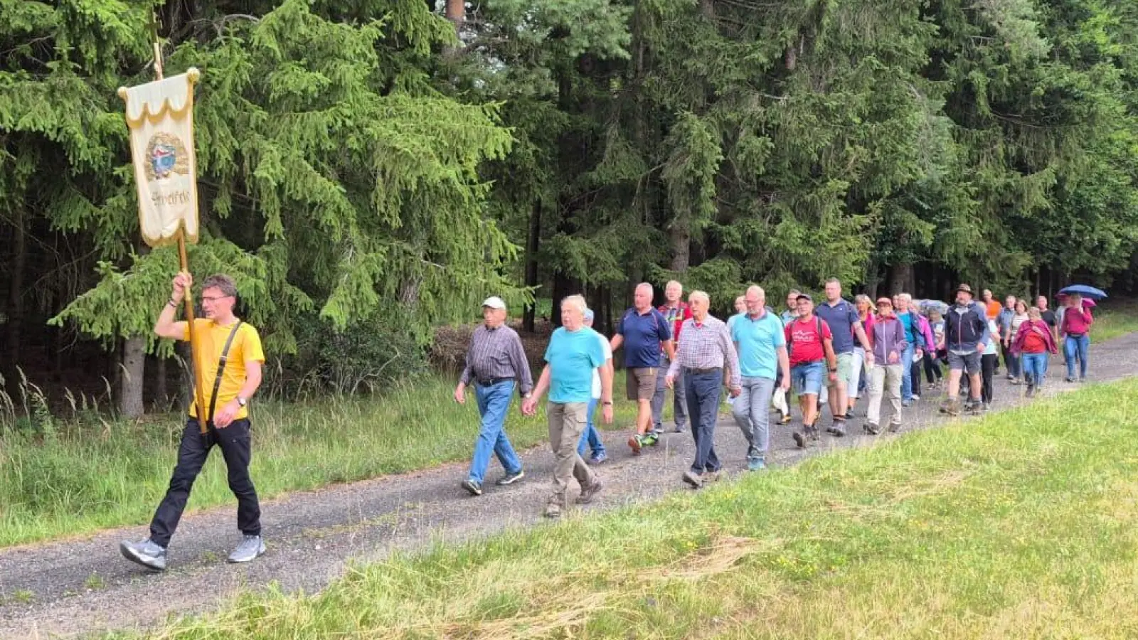 41 Pilger aus der Pfarrei Michelfeld zogen am Samstag nach Gößweinstein. (Bild:  Michaela Fischer)