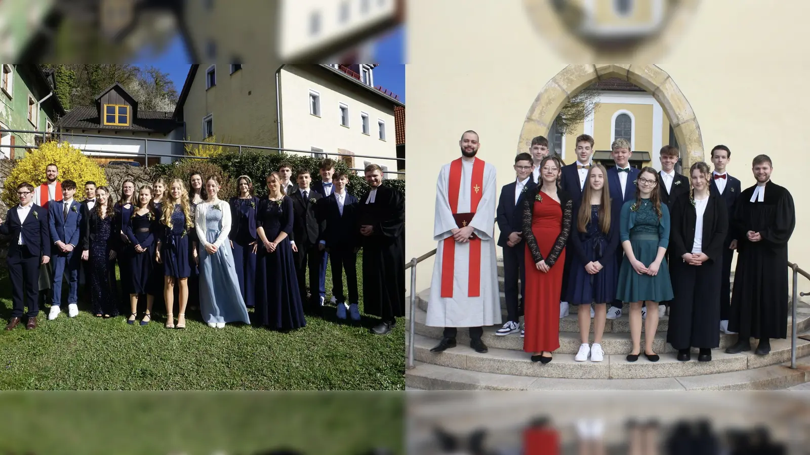 links: KonfirmandInnen Rosenberg<br>rechts: Konfirmandinnen Poppenricht (Bild: Veronika Sörgel/Melanie Farris)