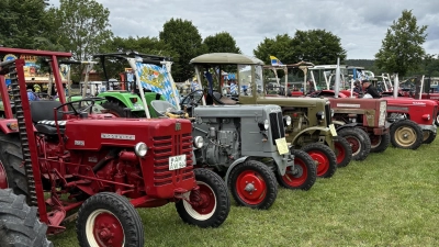 Die Oldtimer- und Schlepperfreunde Amberg-Schäflohe waren mit Bulldogs und Automobilen in Högling vertreten. (Bild: Erhard Nitzbon)