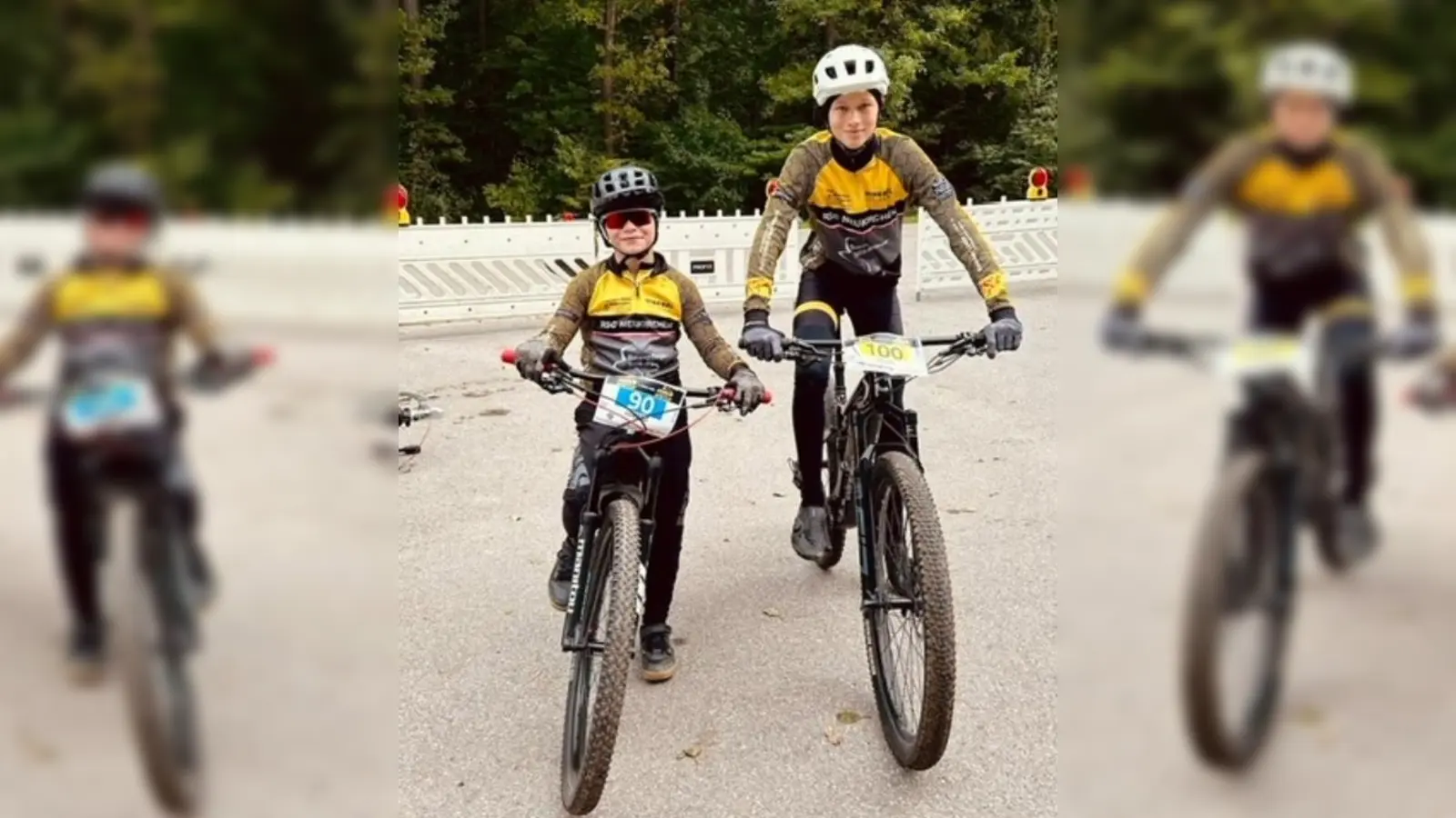 Die Mountainbiker Lorenz Neumüller (links) und Felix Bleisteiner vom RSC Neukirchen gewannen in ihren Klassen die Gesamtwertung des Oberpfälzer Kinder Cups. (Bild: Christian Langhans)