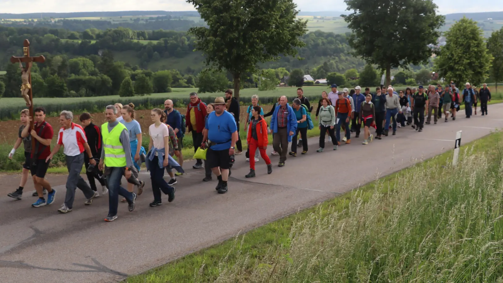 Die Wallfahrer auf dem 323. Pilgerweg von Rieden zum Habsberg. (Bild: Michael Rabenhofer)