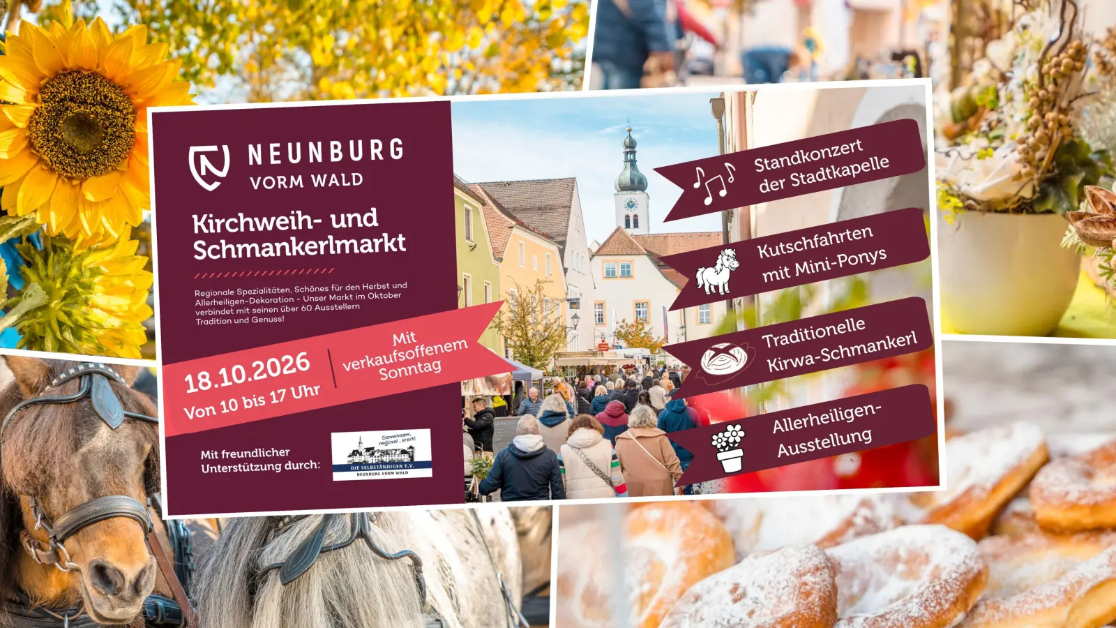 Das Bild zeigt das Titelmotiv zum Kirchweih- und Schmankerlmarkt in Neunburg vorm Wald. (Bild: Manntau GbR)