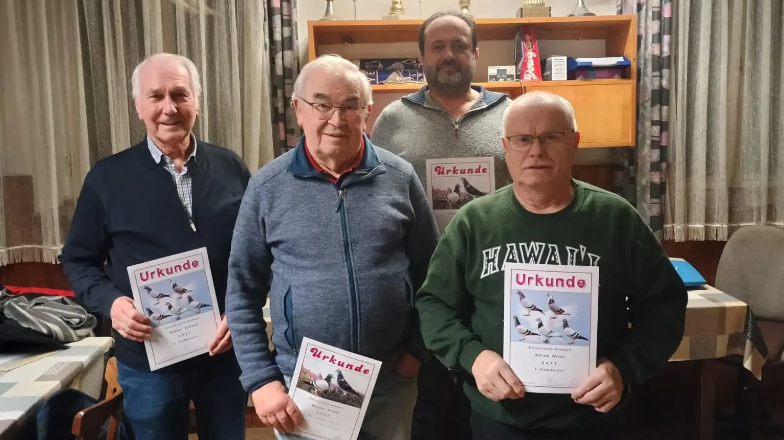 Stadt- und Einsatzstellenmeister 2025: vl. Walter Schlenk, Werner Troidl, Hans Pirner, Alfred Heinz. (Bild: Walter Schlenk)