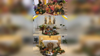 Erntedankaltar in der Stadtpfarrkirche Pleystein, sowie in den Kirchen Waidhaus und Burkhardsrieth. (Bild: Corina Müllner)