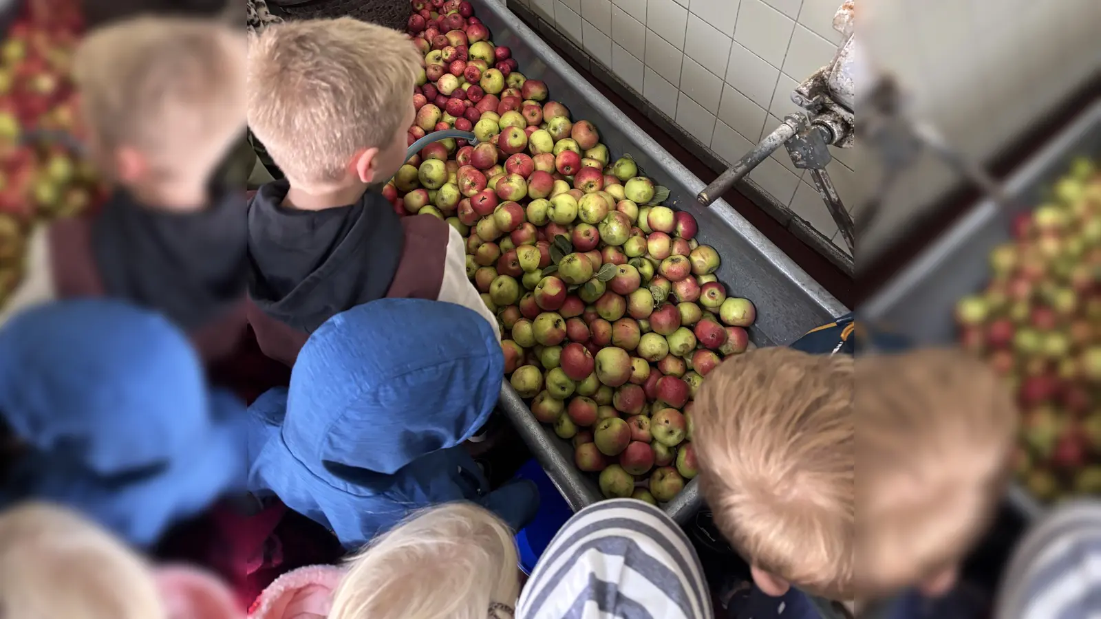 Planschvergnügen beim Äpfel waschen. (Bild: Leni Speckner)