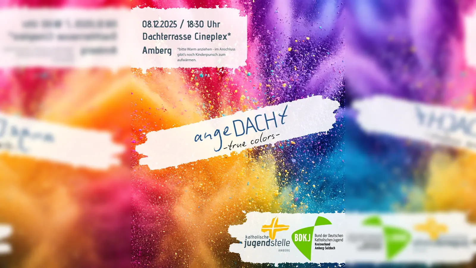 Farbenfroh zeigt sich die letzte Dachandacht „true colors”.  (Grafik: Patrick Hummer)