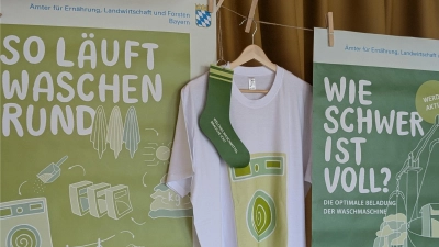 Waschen läuft im Idealfall rund. Die Ausstellung an der Landwirtschaftsschule Amberg, Abt. Hauswirtschaft erklärt, wie es geht. (Bild: Ursula Eckl)