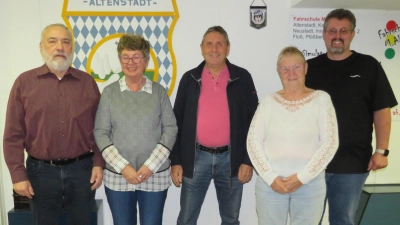 Die neue Vorstandschaft von Weiß_Blau altenstadt mit den Kassenprüfern. Vonr rechts Mattias Alfery, Christa Frenzel, Udo Janokowsky, Rosi Reil und Johann Adam (Bild: Johann Adam)