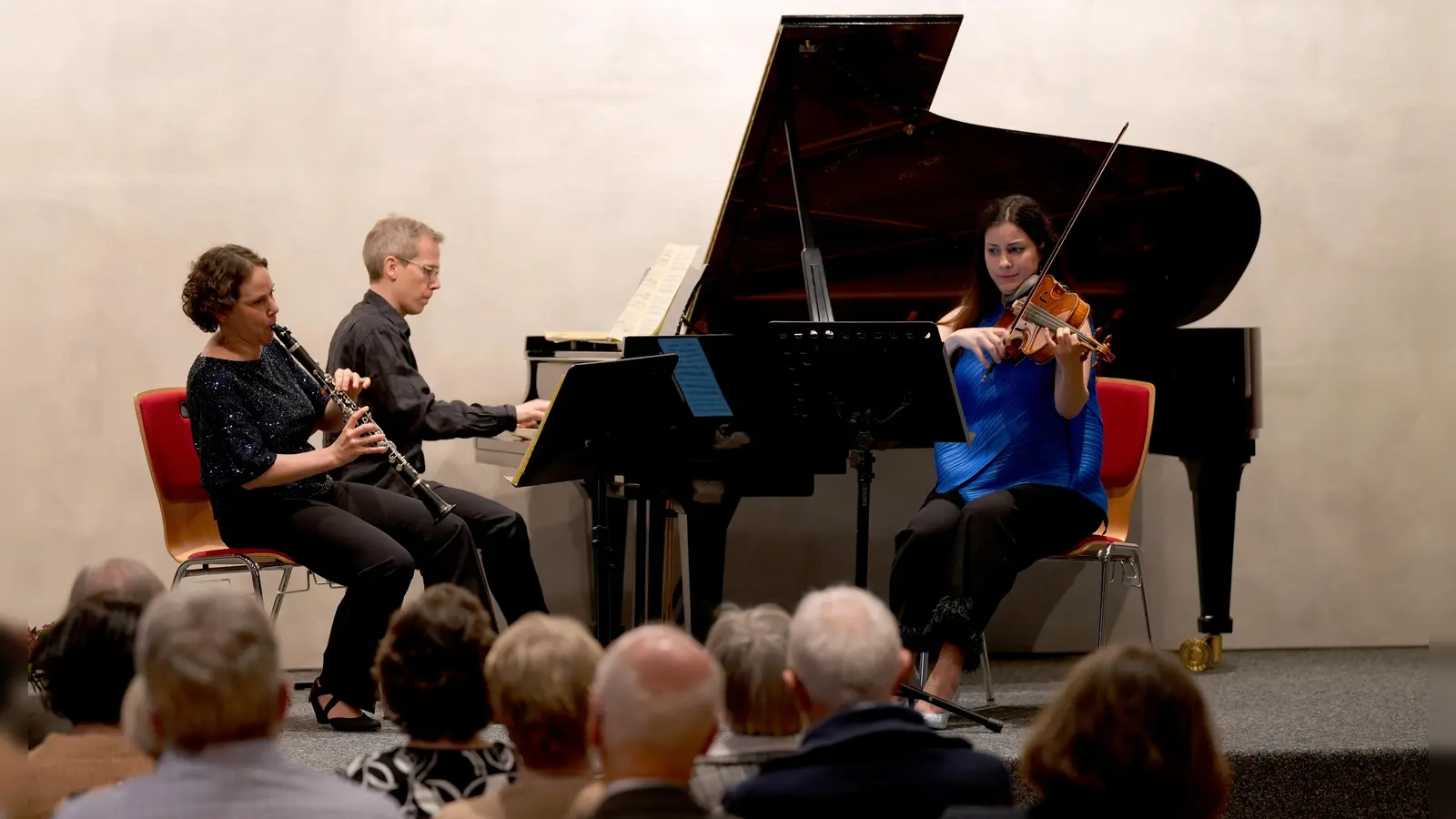 Bettina Aust, Robert Aust und Miriam Razavi begeisterten mit vollendetem Zusammenspiel. (Bild: Achim Groth)