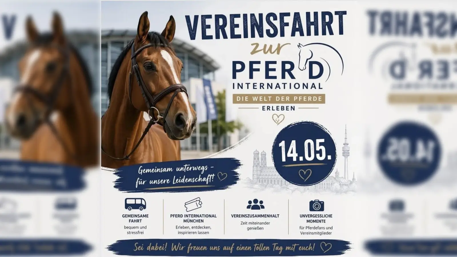 Busfahrt zur Pferd International (Bildmontage: KI)