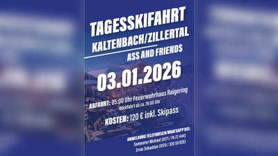 Plakat Tagesskifahrt des SV Raigering am 03.01.2026 (Bild: Uli Frischmann)