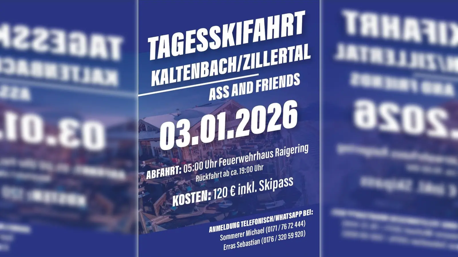 Plakat Tagesskifahrt des SV Raigering am 03.01.2026 (Bild: Uli Frischmann)