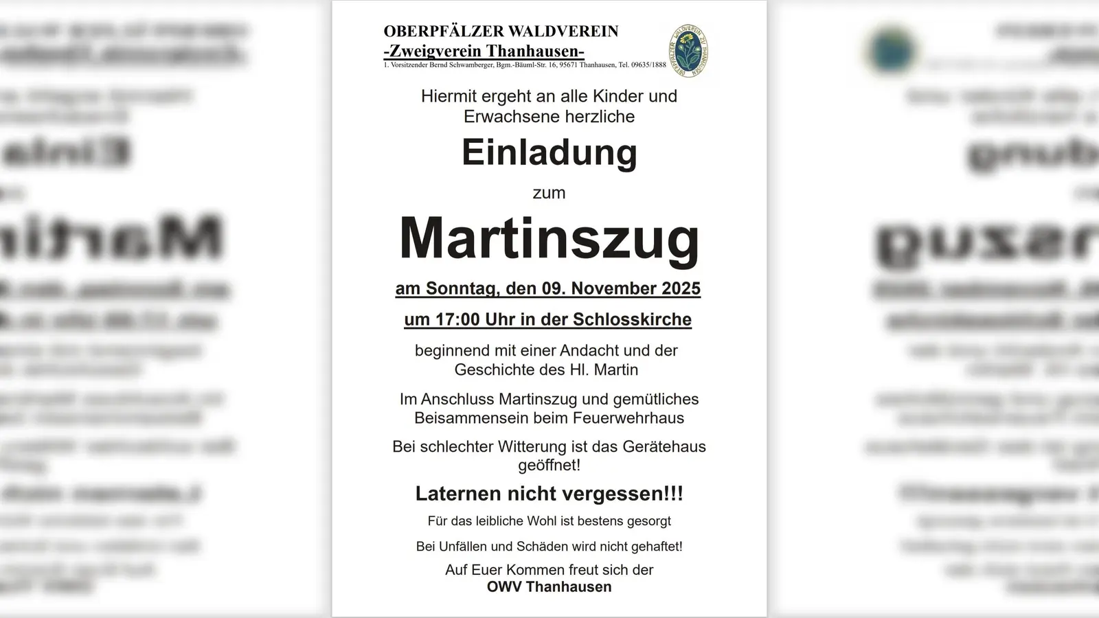 Plakat Martinszug OWV Thanhausen (Bild: Andreas Schwamberger)