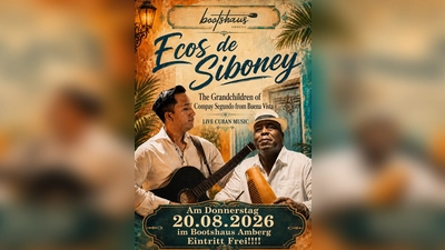 Ankündigungsbild für den Abend „Musik am Fluss“ mit kubanischen Klängen im Bootshaus Amberg. (Bild: exb)